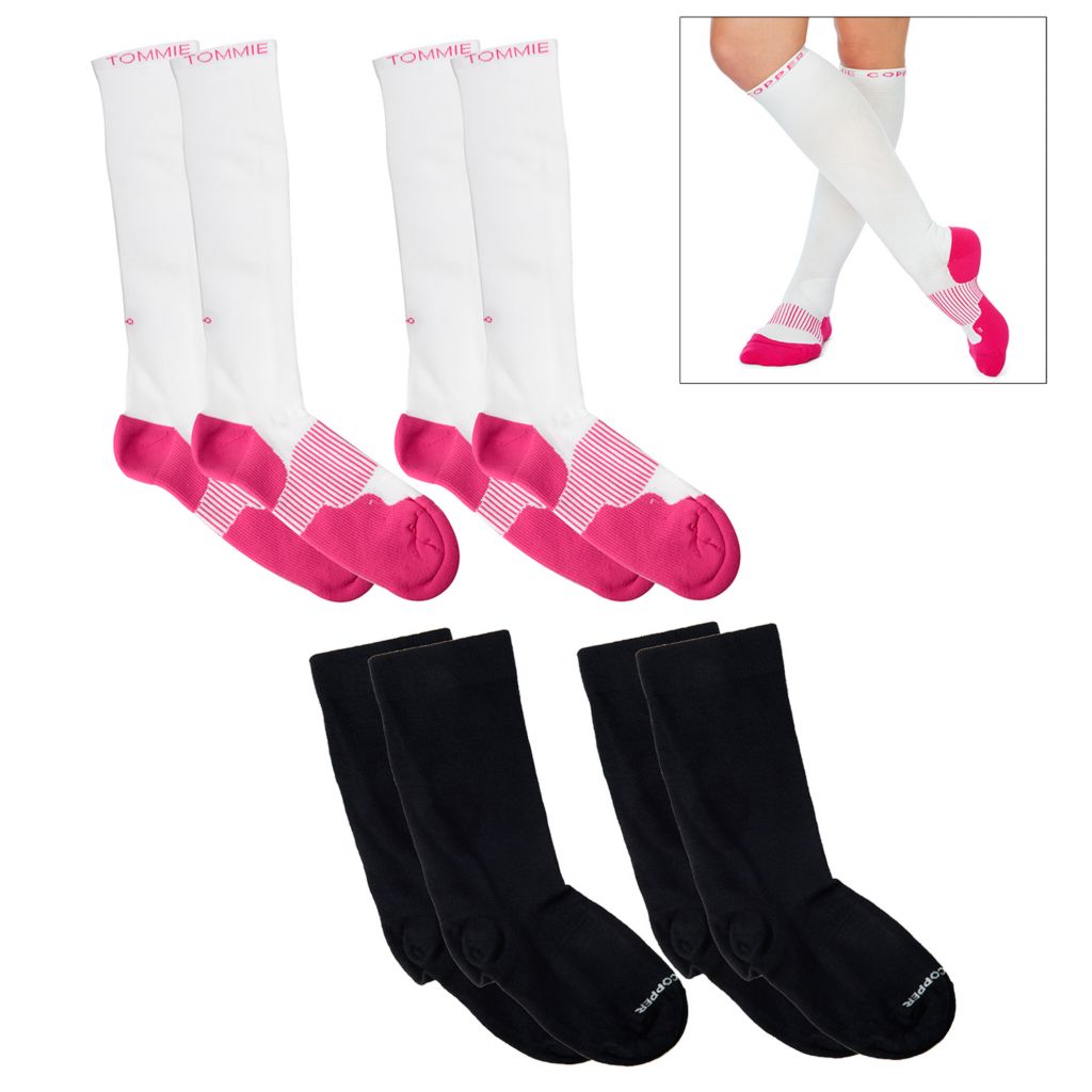 001-622- Tommie Copper 4pk Over-the-Calf Dress & Active Copper Infused Compression Socks