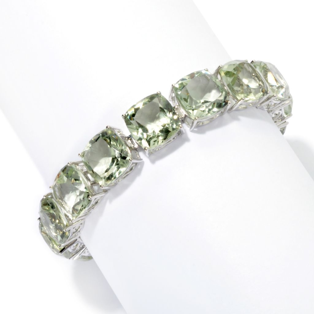 ... Sterling Silver 12mm Cushion Cut Exotic Gemstone Tennis Bracelet - 133