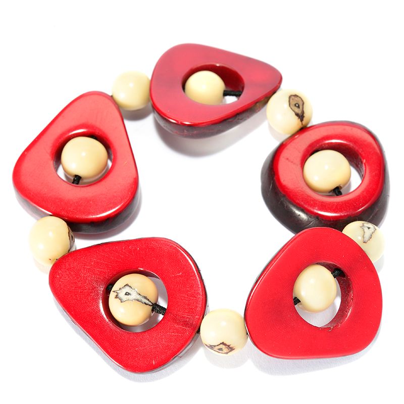 Tagua Fashion Jewelryâ„¢ Round & Cut-out Bead Station Stretch Bracelet ...