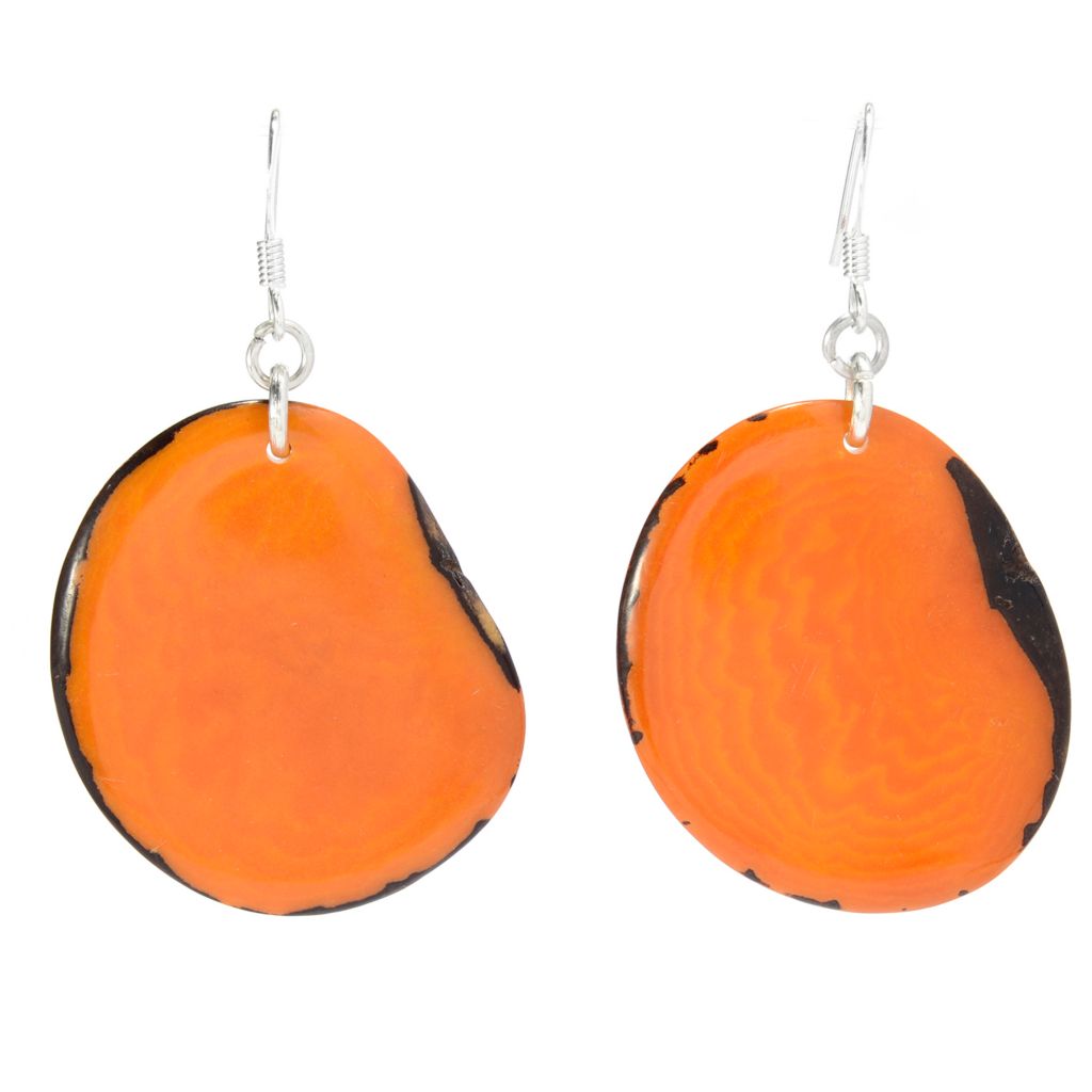142-054 - Tagua Fashion Jewelryâ„¢ 2.25'' Sliced Disk Drop Earrings