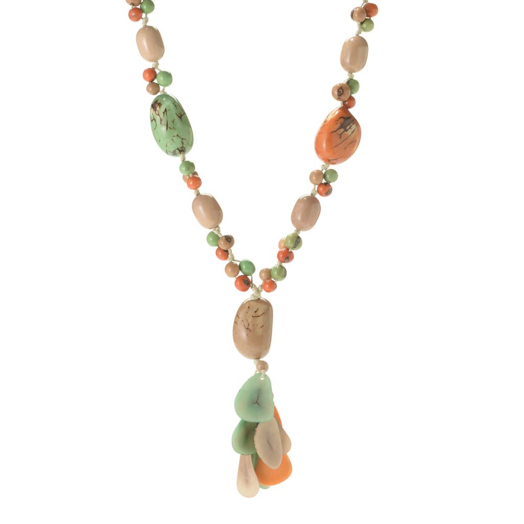 Tagua Fashion Jewelryâ„¢ Adjustable Multi Shape Beaded Cluster Drop ...