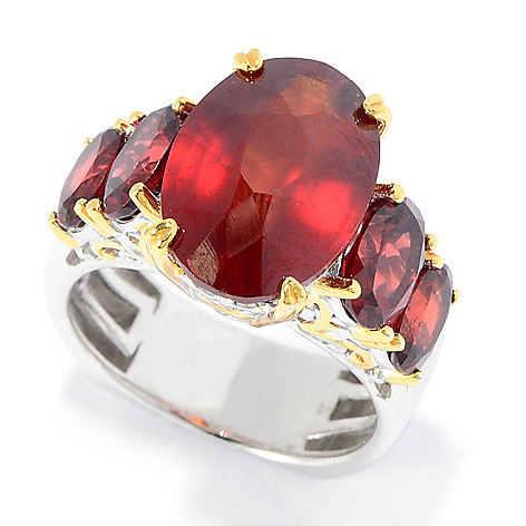151-110- Gems en Vogue 9.20ctw Oval Tanzanian Hessonite Five-Stone Ring