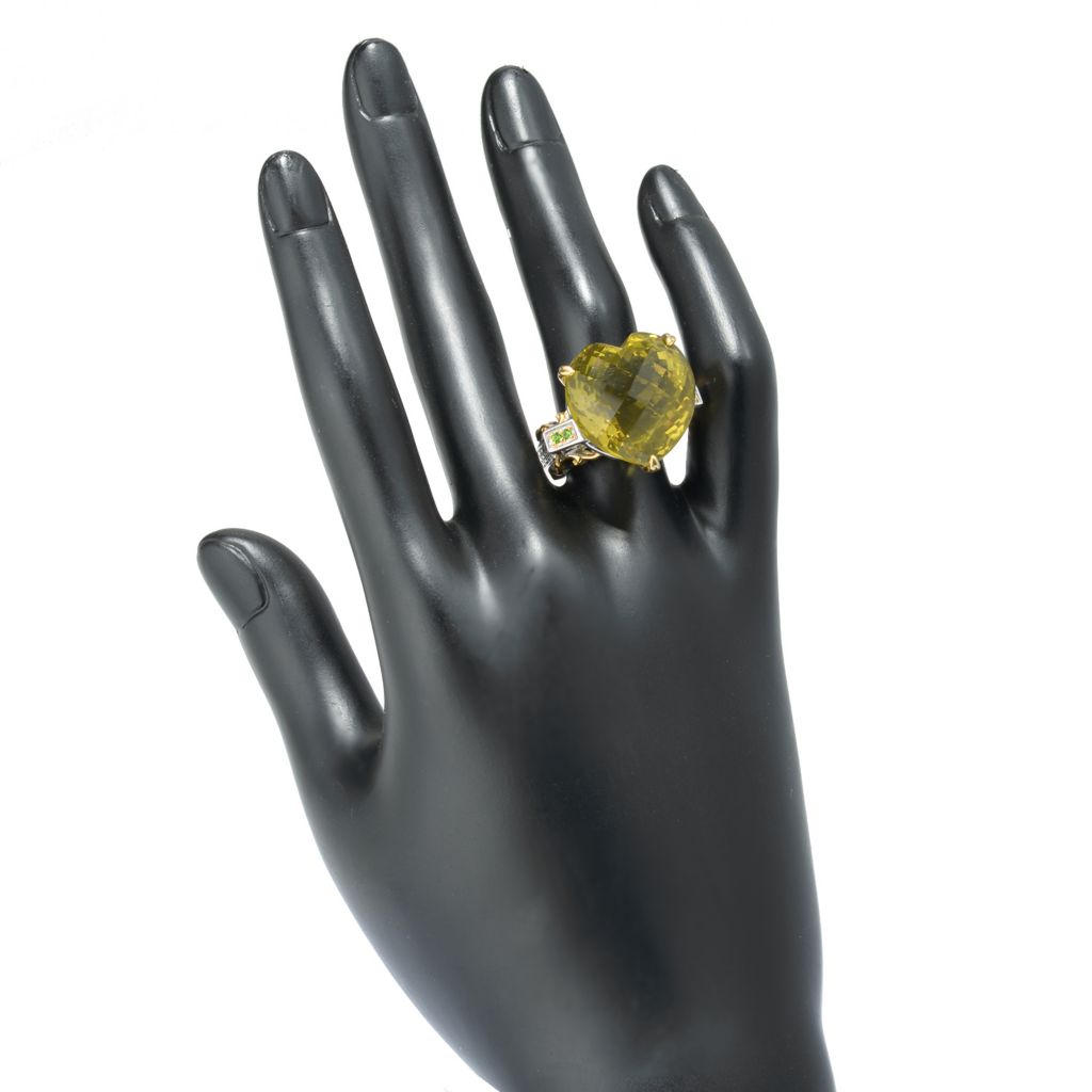 151-294- Gems en Vogue 30.08ctw Ouro Verde & Chrome Diopside Heart Ring