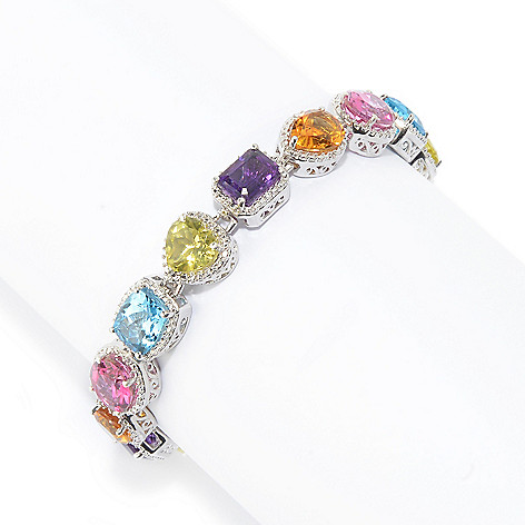 154-744- NYC II® Choice of Size Multi Shape Gemstone Halo Line Bracelet