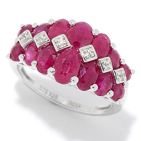 160-943- NYC II® 3.49ctw Burmese Ruby & White Zircon Graduated Ring