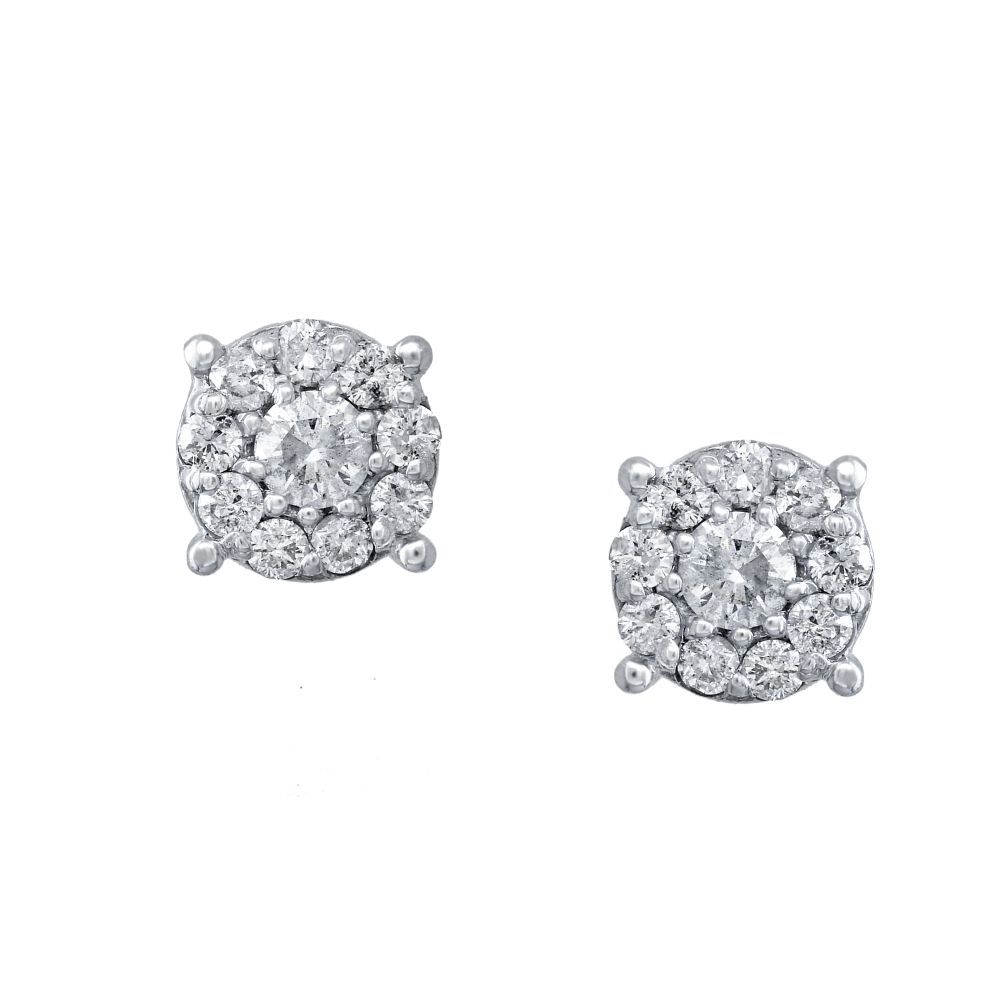 Effy Sterling Silver Diamond Bouquet Stud Earrings