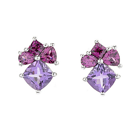 Faceted Amethyst Sterling Silver Stud Earrings Purple Gemstones. 3mm Gemstones