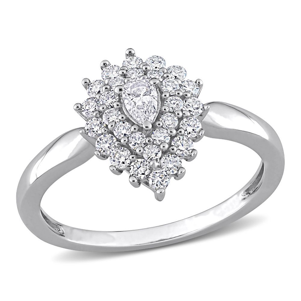 Julianna B 14K White Gold 0.48ctw Pear & Round Diamond Ring