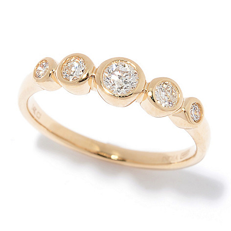 10K Gold Prism Jewel Natural G-H/I1 Round Diamond Delicate Stackable Ring