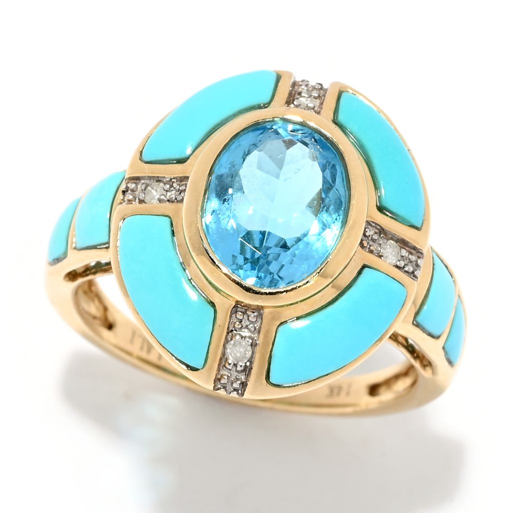 LALI Jewels Swiss Blue Topaz, Sleeping Beauty Turquoise & Diamond