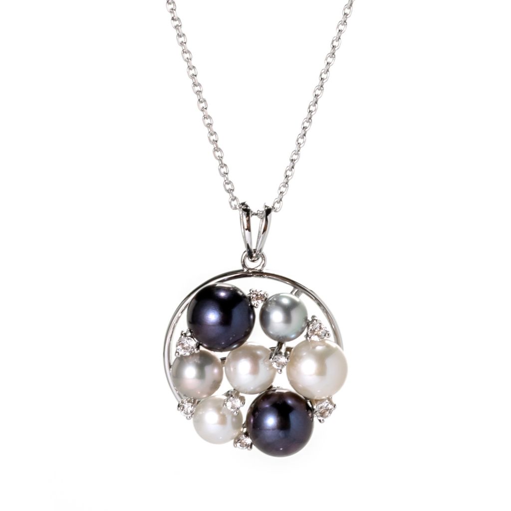 Imperial Pearl Sterling Silver Multi Color Cultured Pearl Pendant w