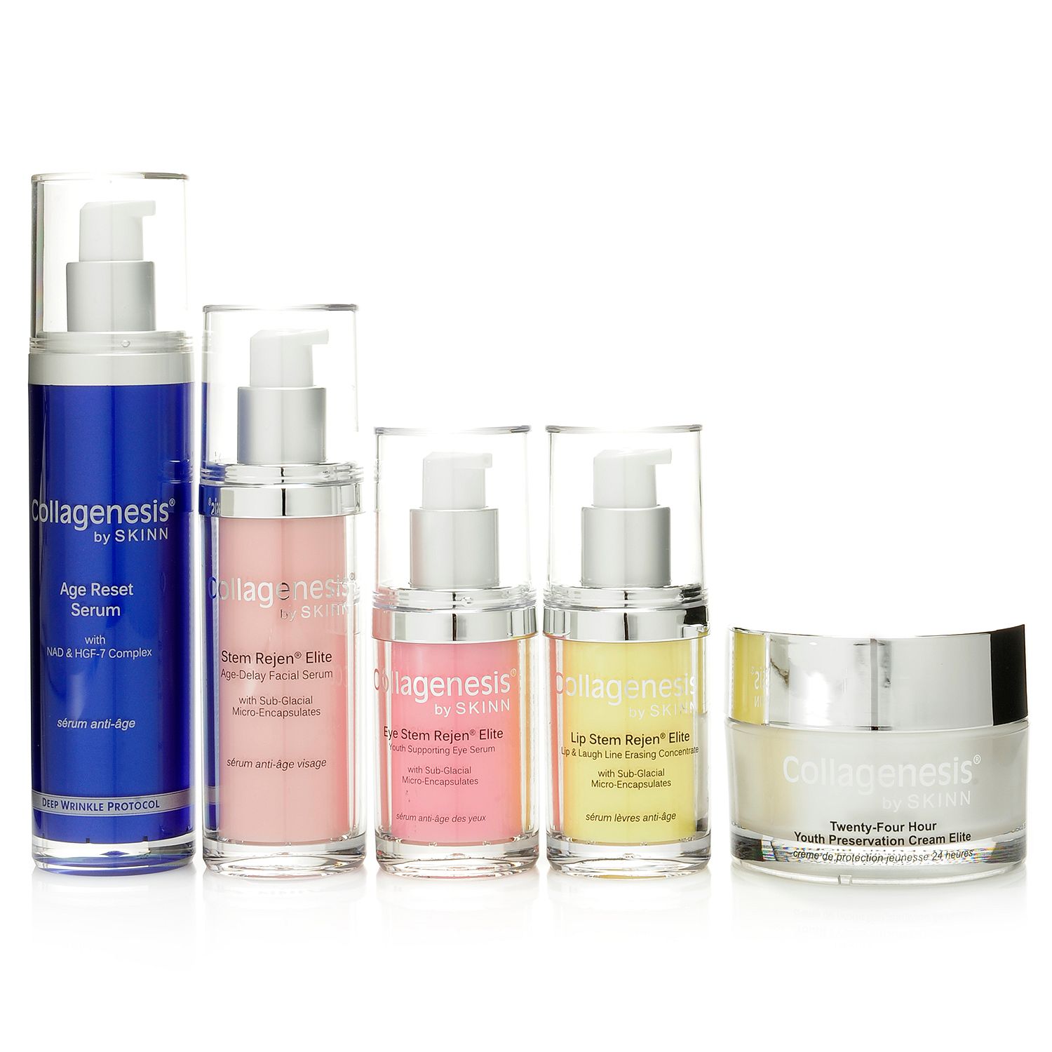 310-603- Skinn Cosmetics Five-Piece Collagenesis Anti-Aging Set w/ Cosmetic Bag