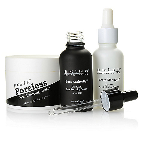 311-793- Skinn Cosmetics Three-Piece AM & PM Pore Reducing Serum & Poreless Cream Set