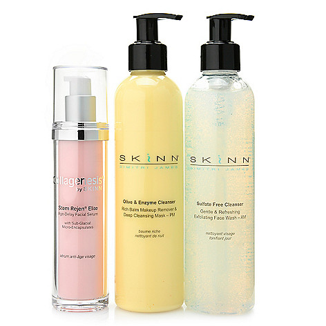 311-925- Skinn Cosmetics Bonus Size AM Cleanser, PM Cleanser & Stem Rejen Elite Serum