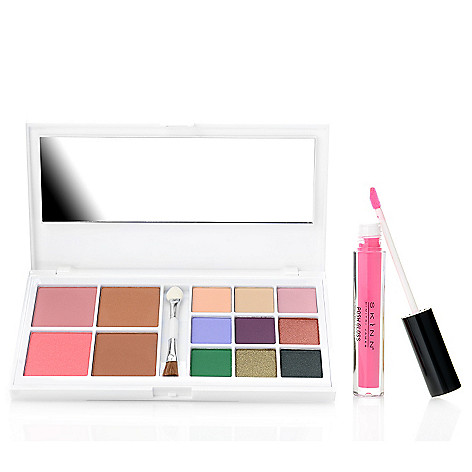311-950- Skinn Cosmetics Santorini Sunsets Eye Shadow, Blush & Bronzer Palette w/ Posh Lip Gloss
