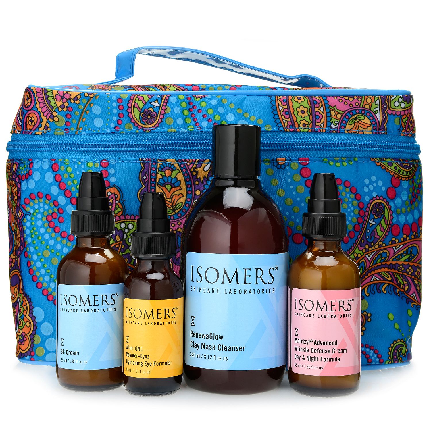 312-575- ISOMERS Skincare Four-Piece Complete Skincare Routine Set for Face w/ Cosmetic Bag