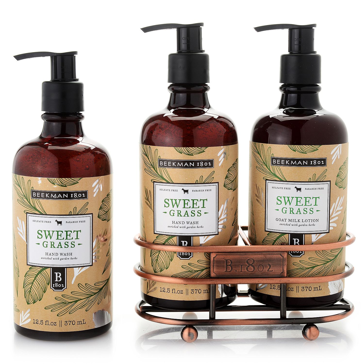 312-679- Beekman 1802 Goat Milk Hand Wash & Lotion Caddy Duo w/ Bonus Hand Wash