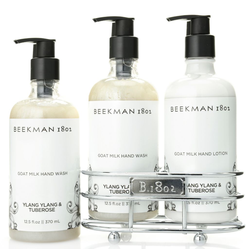 312-679- Beekman 1802 Goat Milk Hand Wash & Lotion Caddy Duo w/ Bonus Hand Wash