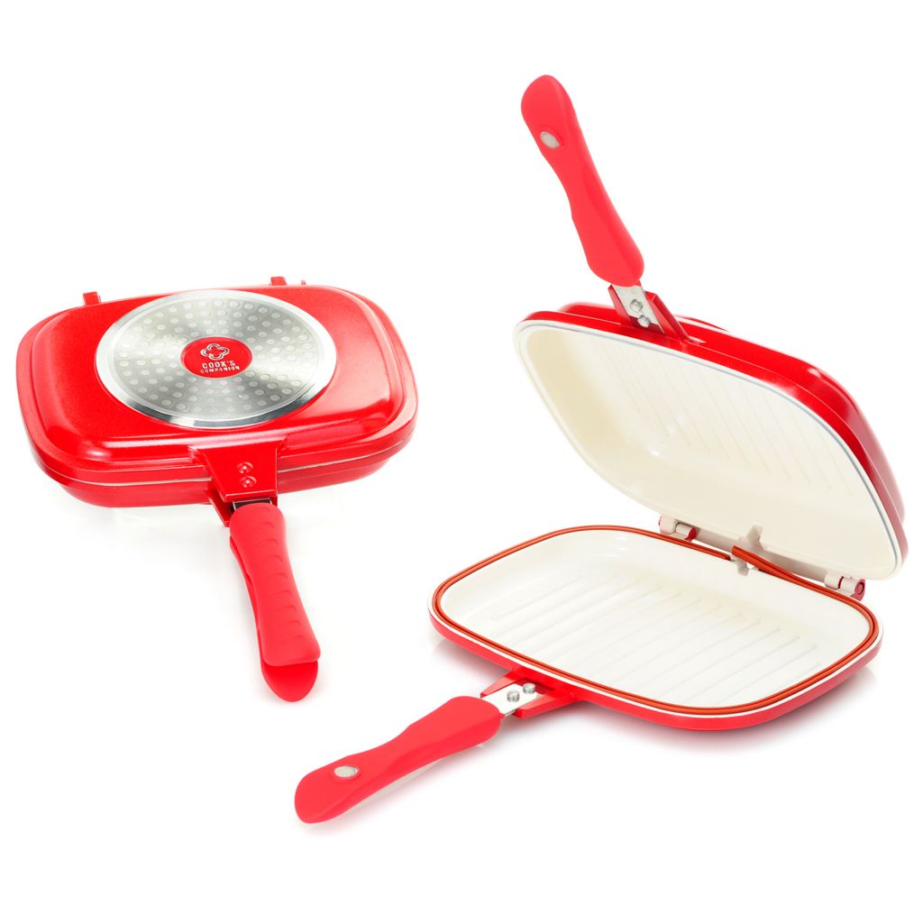 461-485- Cook's Companion® Set of 2 Ceramic Nonstick Grill & Griddle Easy Flip Pans