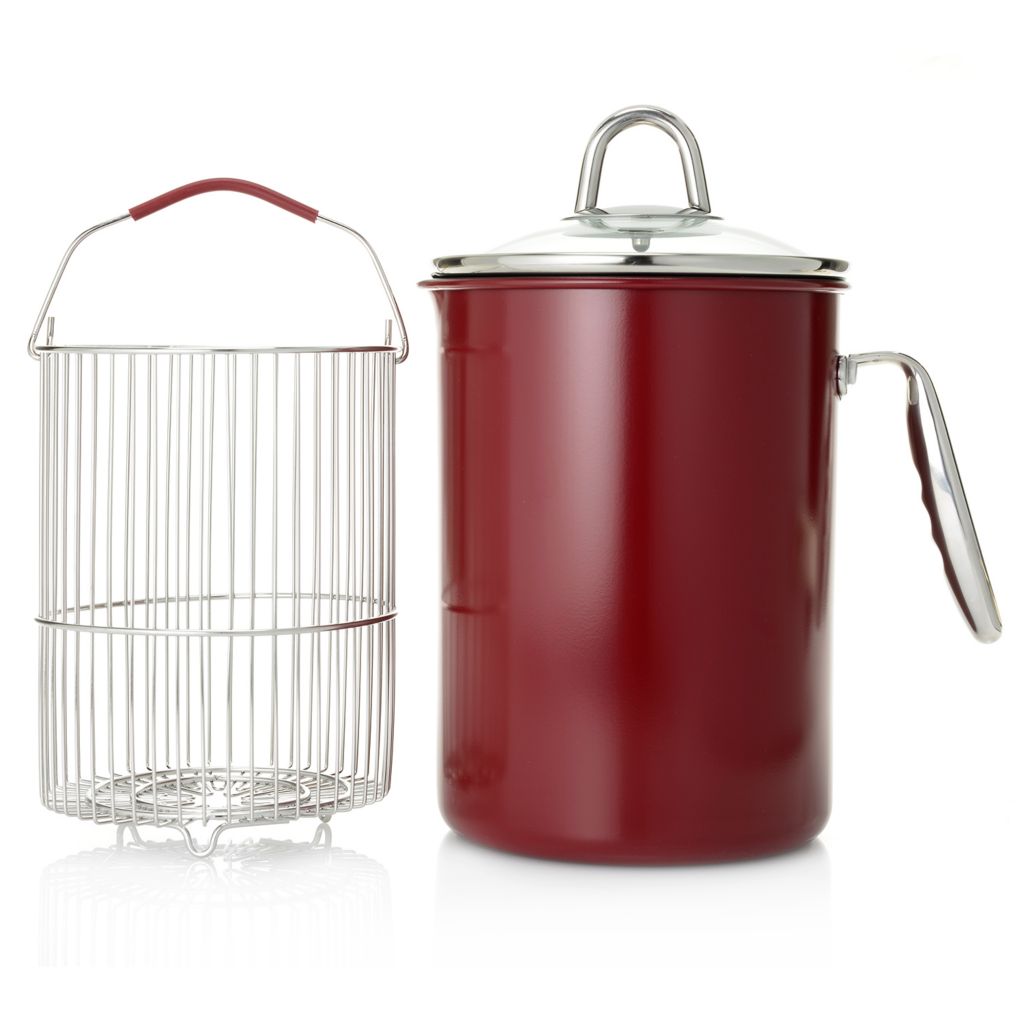 466-508- Cook's Companion® Ceramic Nonstick 12-Cup Vertical Pot w/ Multi Function Basket