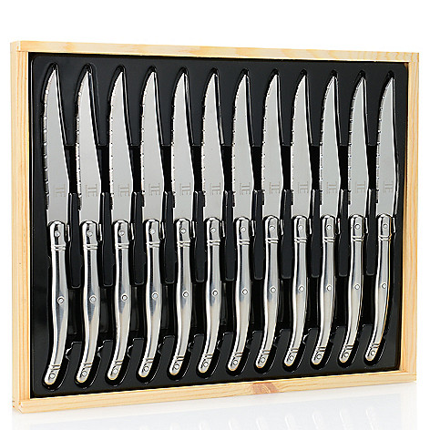 Todd English Titanium Coated 12-Piece Stainless Steel Laguiole Steak Knife  Set w/ Wooden Box 