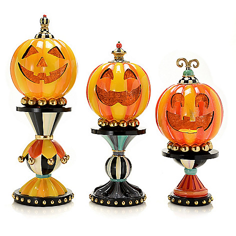 MacKenzie-Childs Mini Pumpkin Candles Set of 3 Black & Gold