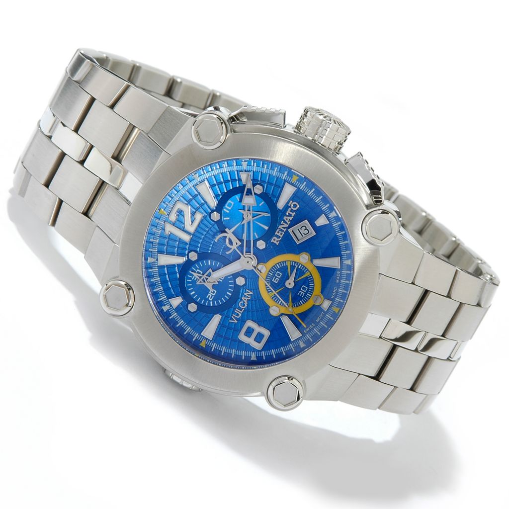 Renato Men s Vulcan Chronograph Stainless Steel Bracelet Watch on sale at shophq 601 440