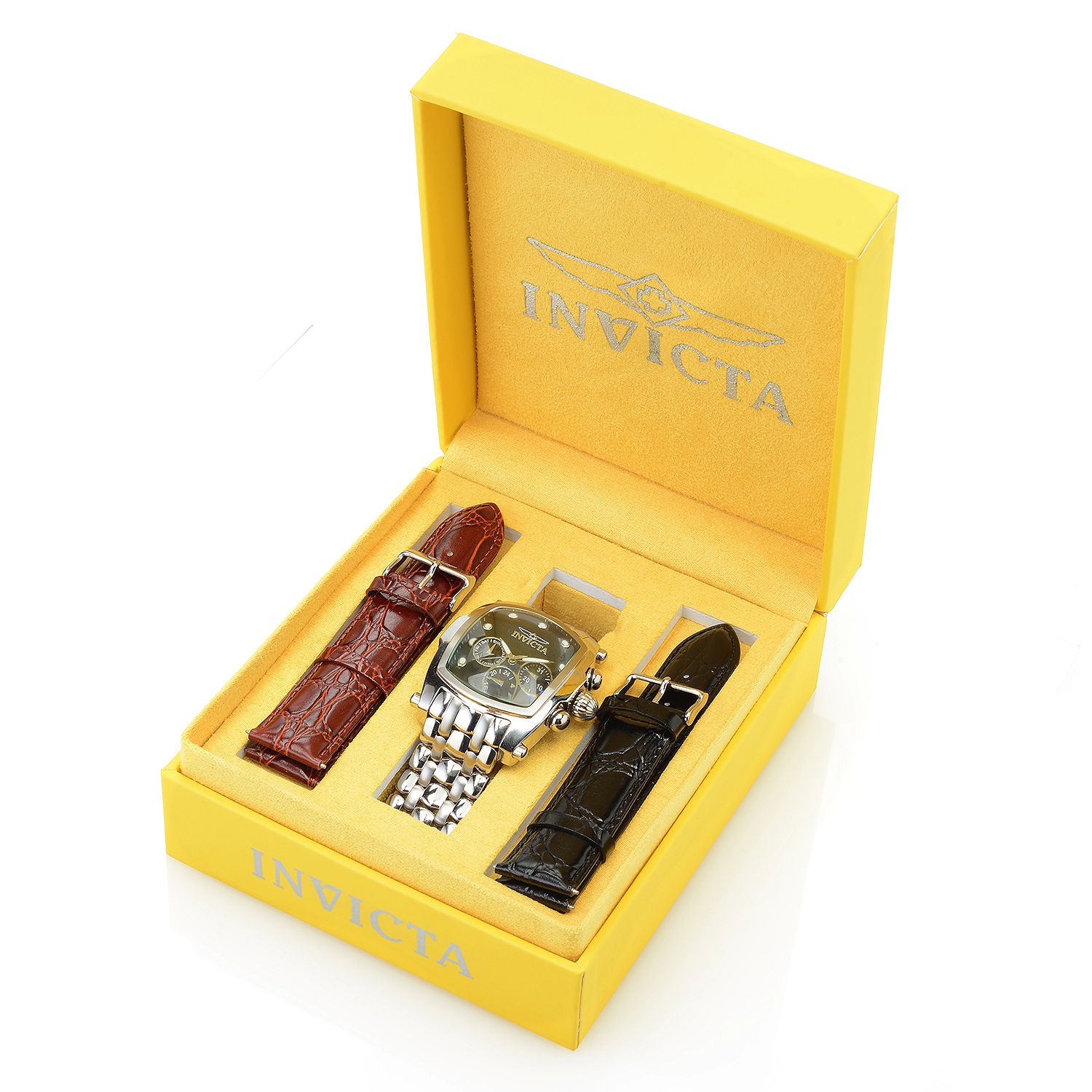 639-232- Invicta Men's Grand Lupah Quartz Multi Function Bracelet Watch w/ Two Extra Straps
