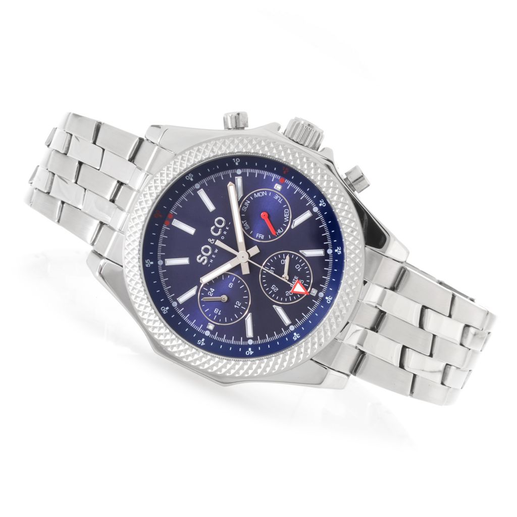 SO CO New York Men s 46mm Madison Quartz Stainless Steel Bracelet Watch on sale at shophq 643 257