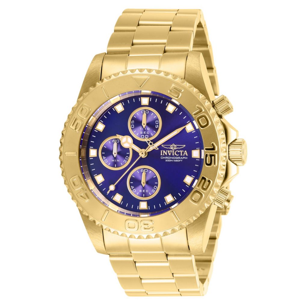 Invicta Men's 44mm Diver Quartz Chronograph Purple Dial Stainless Steel Bracelet Watch - ShopHQ.com