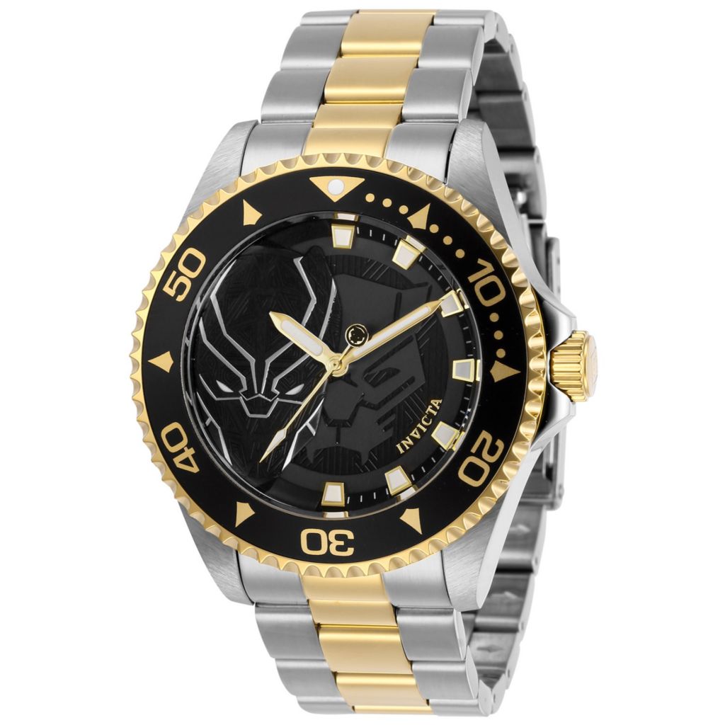 Invicta Marvel Men s 44mm Black Panther Quartz Two tone Stainless Steel Bracelet Watch ShopHQ