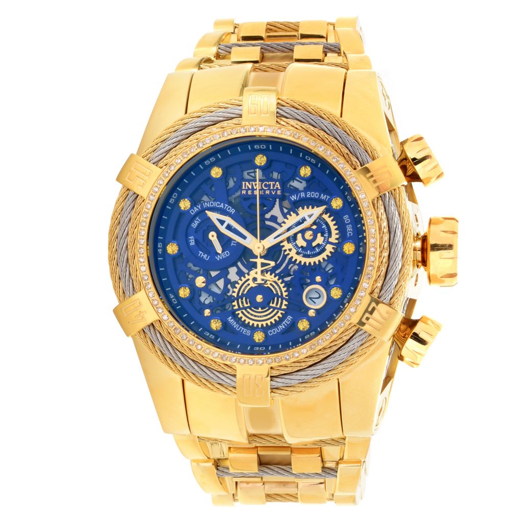 Invicta Reserve Men s 52mm Bolt Zeus Tri Cable Swiss Quartz Chronograph 0.33ctw Diamond Watch on sale at shophq 672 197