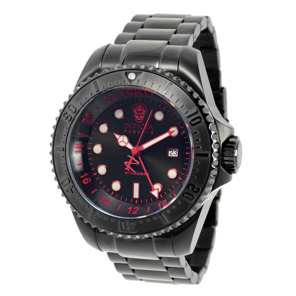 Invicta Reserve Men s 52mm Hydromax Black Label Swiss Quartz GMT Bracelet Watch on sale at shophq 682 670