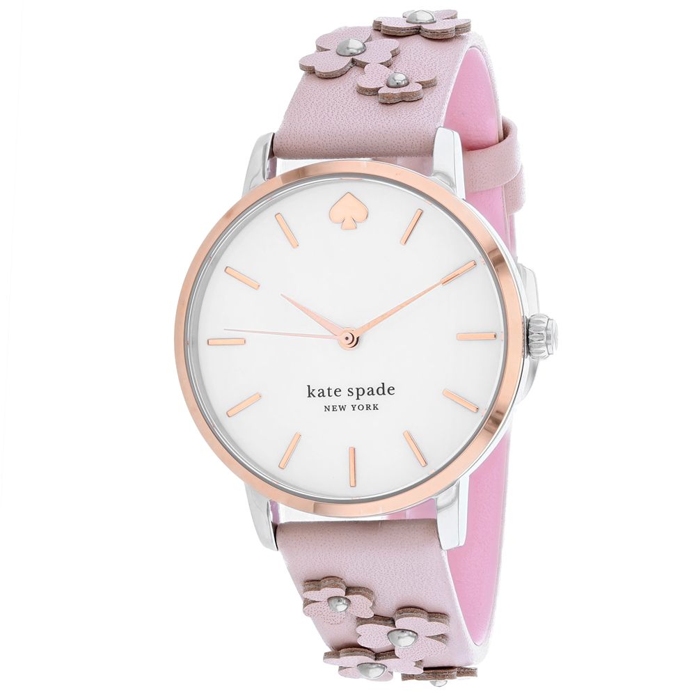 Kate Spade Women s Quartz Floral Applique Leather Strap Watch on sale at shophq 682 778