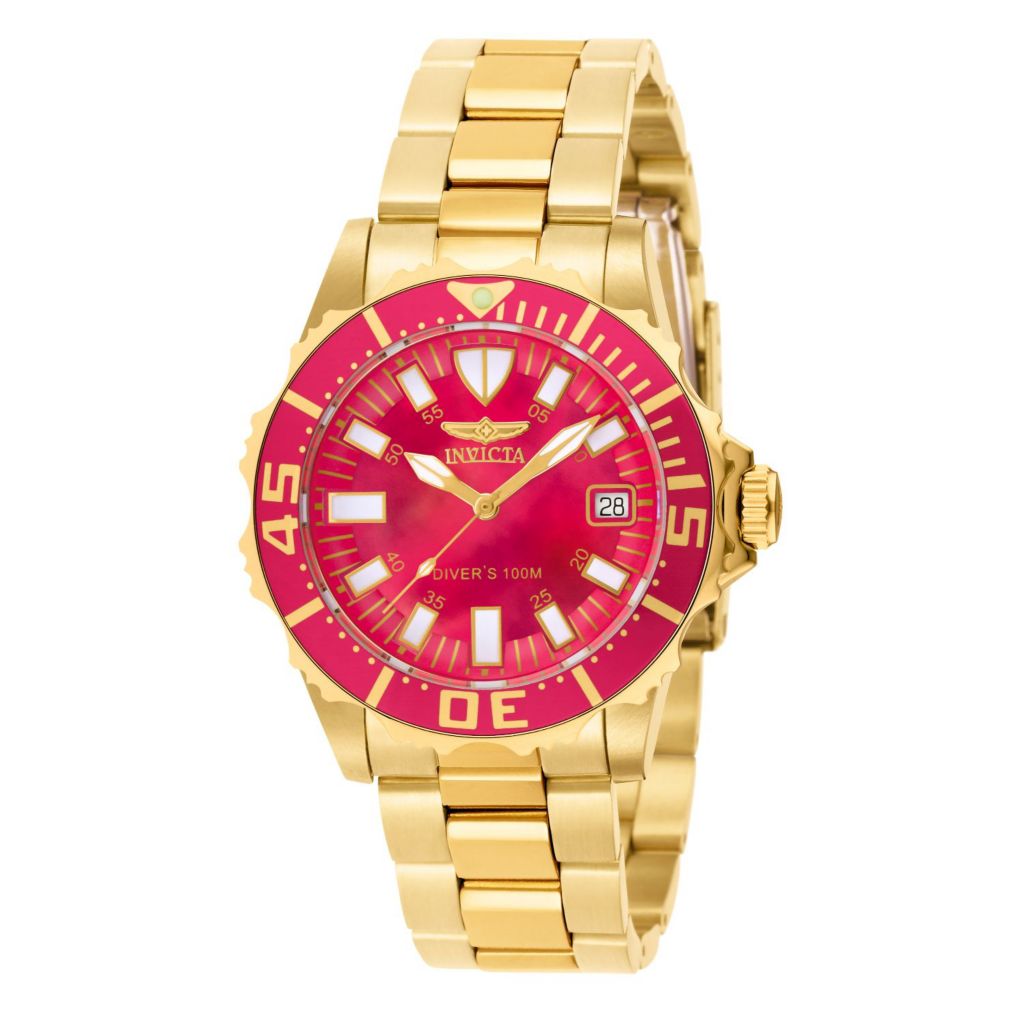 Invicta gold clearance watch red face