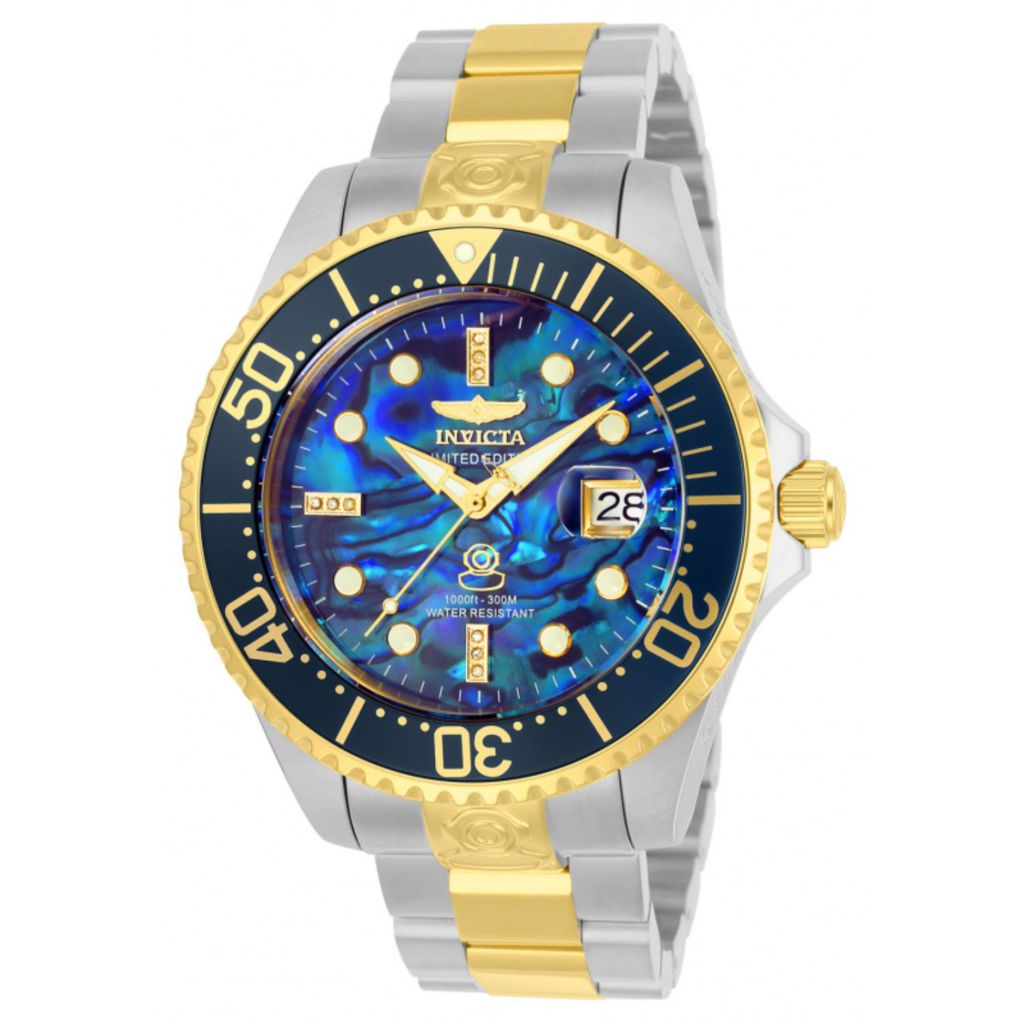 Invicta Grand Diver 38mm or 47mm Auto Abalone Watch w 3 DC on sale at shophq 689 575