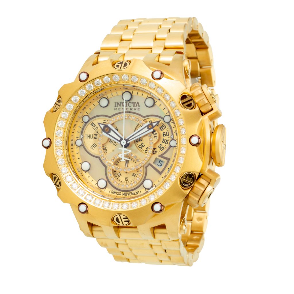 Invicta Reserve Men s 52mm Venom Fusion Gold Label Swiss Quartz 2.45ctw Diamond Watch w Dive Case on sale at shophq 689 605