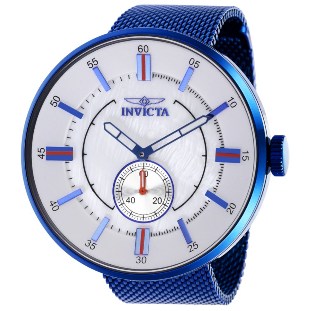 Invicta Vintage Racer 52mm Quartz MOP Mesh Bracelet Watch on sale at shophq 697 266