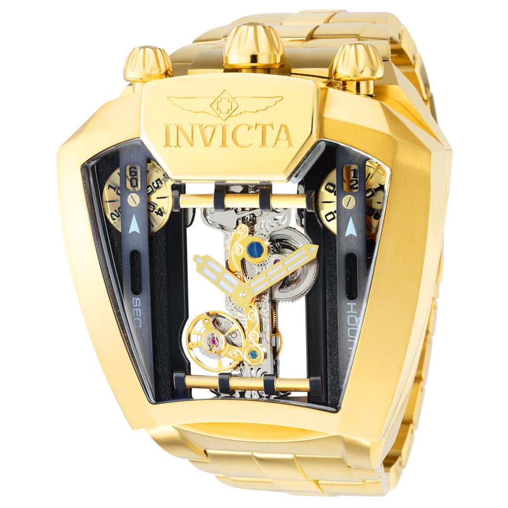 Lave fantastisk Betinget Invicta Men's 58mm Speedway Mechanical Black Dial Gold-tone Stainless Steel  Bracelet Watch (35456) - ShopHQ.com