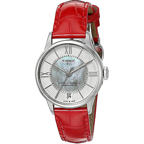 Tissot Leather Tourelles Watch in Red Womens Mens Accessories Mens Watches 