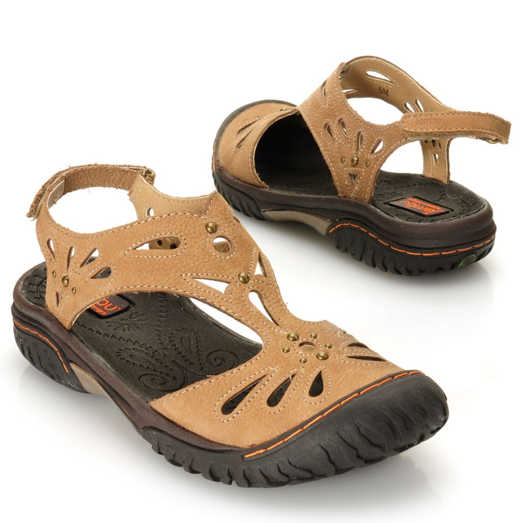 715-912 - Jambu Leather Studded Laser Cut Closed Toe Comfort Sandals
