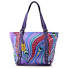 721-009 - Anuschka Hand-Painted Leather Zip Top Tote w/ Card Case
