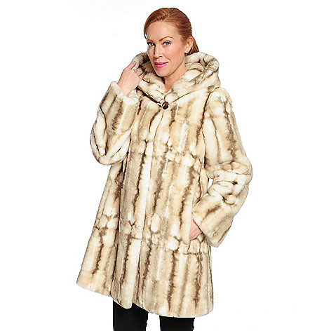 36 - Pamela McCoy® Faux Fur Hooded Fully Lined Two-Pocket Coat