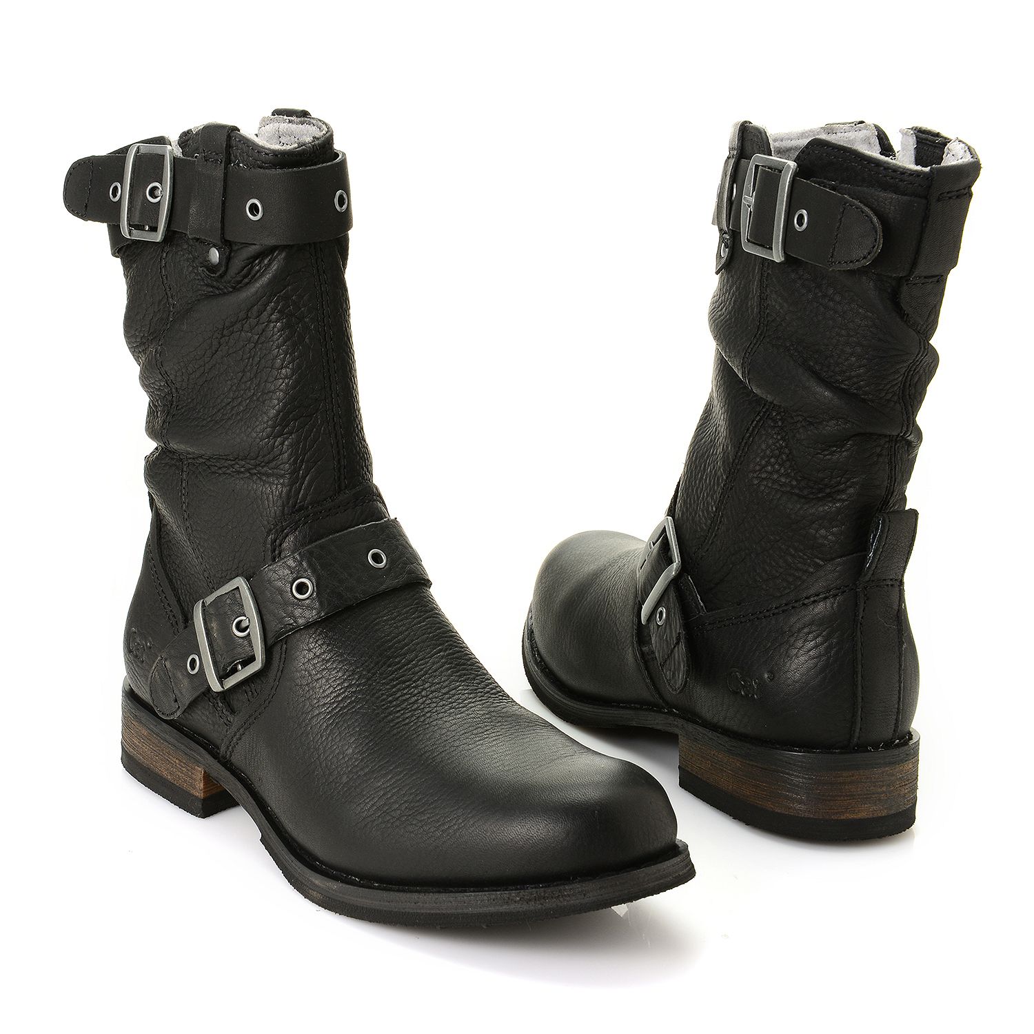 721-275- CAT Footwear "Midi" Leather Double Buckle Detailed Mid-Calf Boots