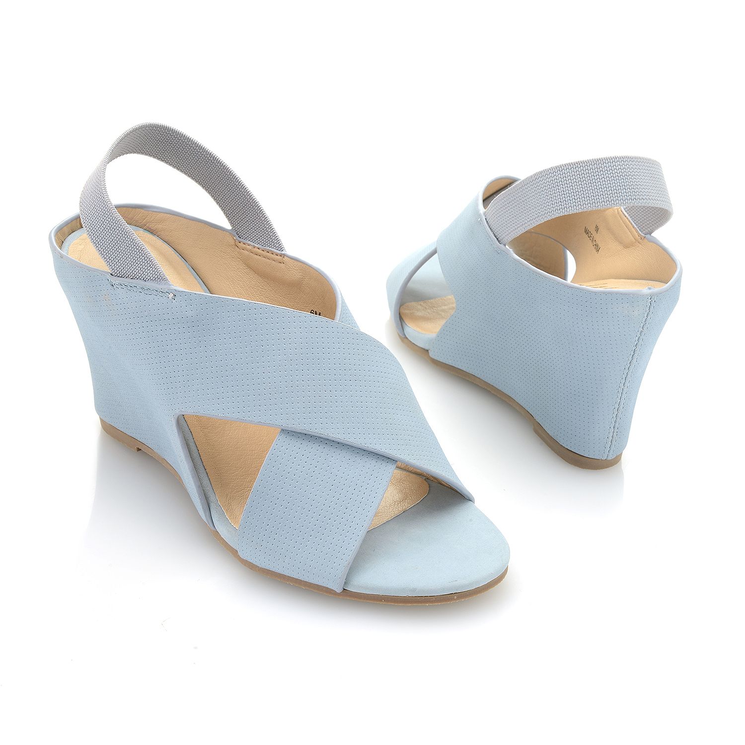 726-739- Matisse "Harlow" Perforated Nubuck Leather Crossover Strap Wedge Sandals