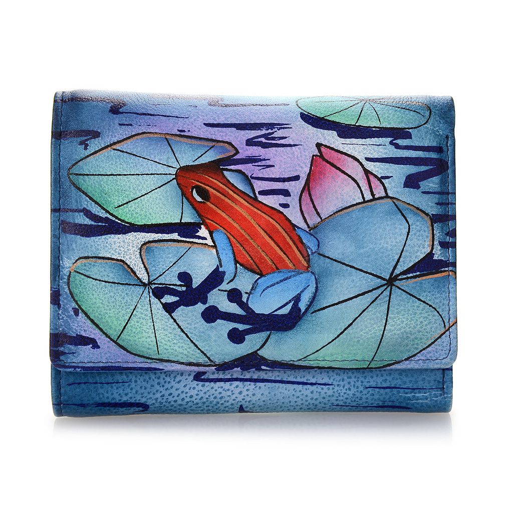 727-057 - Anuschka Hand-Painted Leather Kisslock Tri-Fold French Wallet