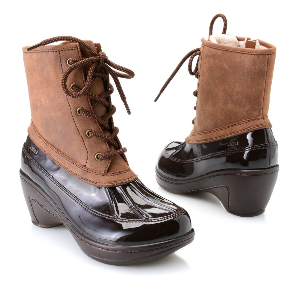729-031- JBU by Jambu "Caramel" Faux Fleece Lined Lace-up & Side Zip Duck Boots