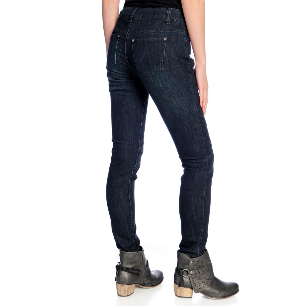 730-373- Indigo Thread Co.™ Stretch Denim Five-Pocket Seamed Knee Skinny Jeans