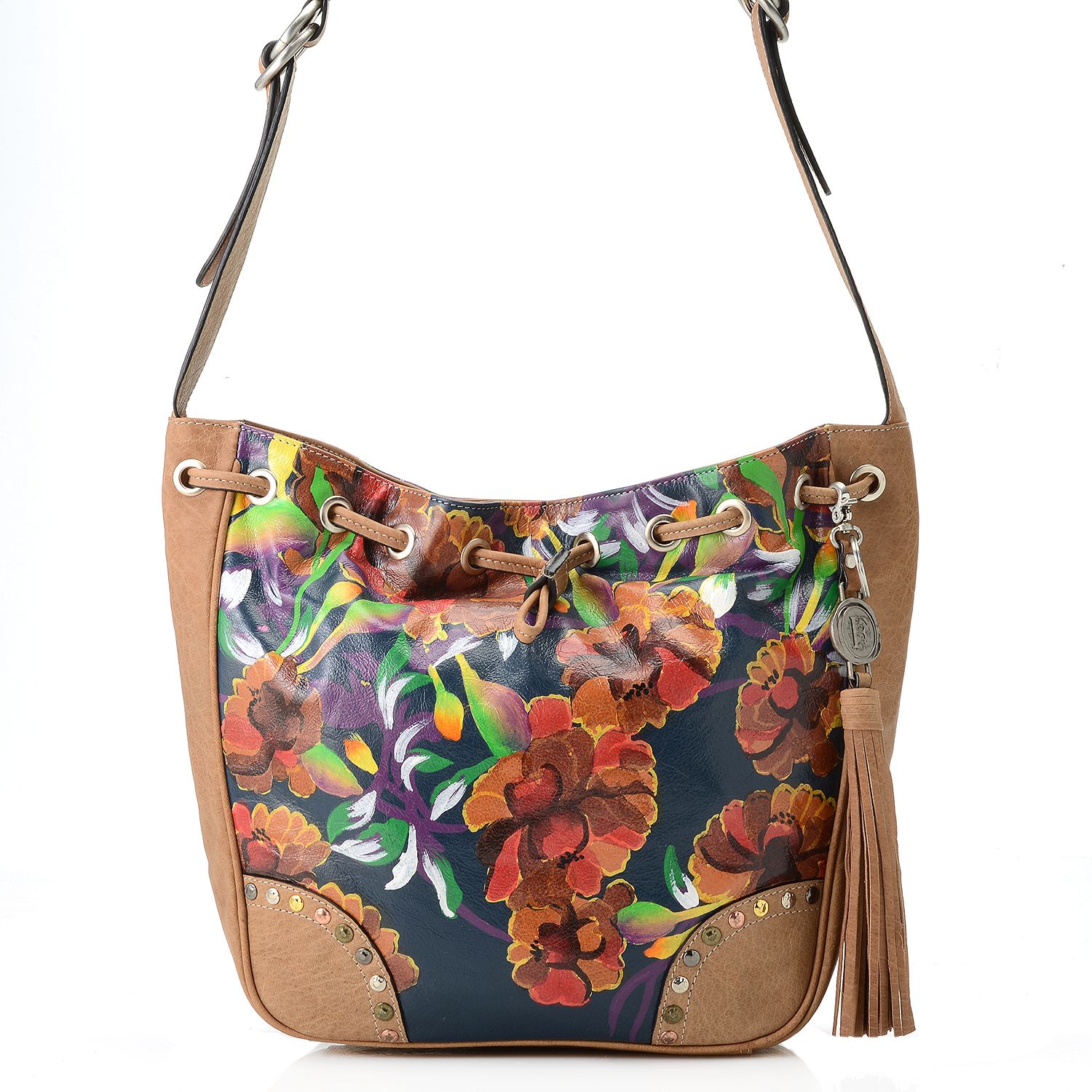 732-111- Firenze Bella "Amelia" Painted Leather Convertible Drawstring Bag