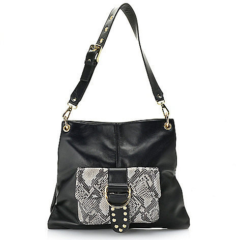 733-461- Pietro NYC "Alina" Leather Front Pocket Shoulder Bag